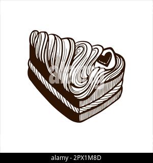 Valentinstagskuchen Liebe Herzklopfen Vektorbilder schwarz-weiß handgezeichnet Stock Vektor