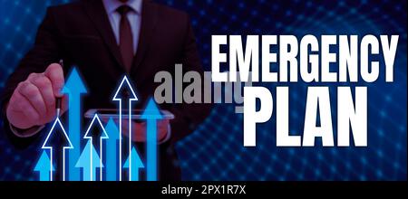 Schriftlich mit Text Notfallplan, Geschäftskonzept Verfahren für die Reaktion bei größeren Notfällen sind vorbereitet Stockfoto