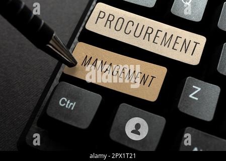 Handschriftlicher Text Procurement Management, Word für den Einkauf von Waren und Dienstleistungen aus externen Quellen Stockfoto