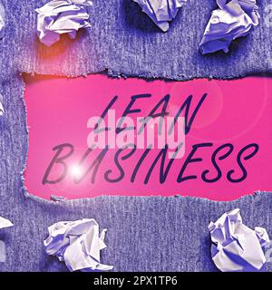 Schild mit Lean Business, konzeptionelle Fotoverbesserung der Abfallminimierung ohne Einbußen bei der Produktivität Stockfoto