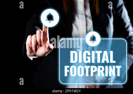 Inspiration für Signage Digital Footprint, Word for verwendet digitale Technologie für den Fertigungsprozess Stockfoto