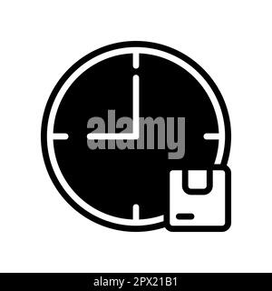 Symbol für die voraussichtliche Ankunftszeit des Pakets, geschätzte Paketzustellung. Stock Vektor