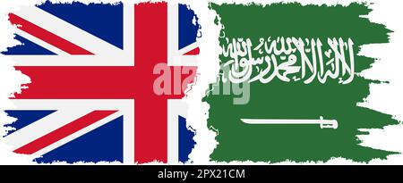 Saudi-Arabien und Großbritannien Grunge Flaggen Connection, Vector Stock Vektor