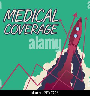 Handschriftliches Schild Medizinische Deckung, Wort für die Aufnahme in den Geltungsbereich einer Versicherungspolice oder eines medizinischen Schutzplans Stockfoto