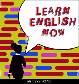 Schreiben mit Text Erlernen Sie jetzt Englisch, Internet-Konzept Erlernen Sie oder erwerben Sie Kenntnisse und Fähigkeiten in der englischen Sprache Stockfoto