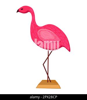 Figur im Art déco-Stil. Innenraumgestaltung. Flamingo im Art déco-Stil. Vogelstatue.Vektorelement auf weißem Hintergrund isoliert. Stockfoto