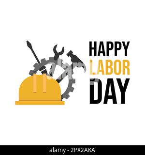 Alles gute zum Arbeitstag. Banner zur Feier des Labor Day mit Text – Labor Day. Vektordarstellung Stock Vektor
