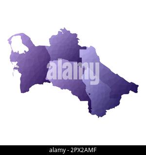 Turkmenistan-Karte. Geometrischer Stil für die Länderumrisse. Wundervolle violette Vektordarstellung. Stock Vektor