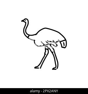 Symbol für schwarze Straußenlinie. Nutztiere. Piktogramm für Webseite, mobile App, Werbeaktion. Stock Vektor
