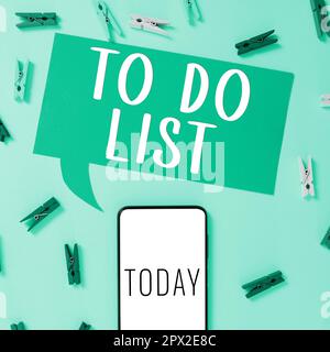 Inspiration mit To-Do-Liste, einem Wort, das auf Einer Struktur geschrieben ist, die in der Regel aus Papier besteht, das Ihre Aufgabe enthält Stockfoto