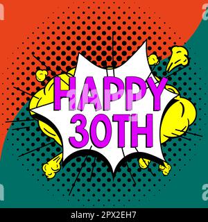 Text schreiben Happy 30., Internet Concept ein fröhlicher Anlass für ein besonderes Ereignis zum 30. Jahr Stockfoto