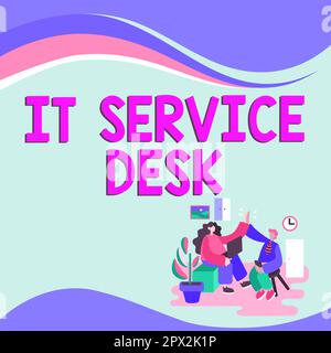 Schreiben mit Anzeige von Text IT Service Desk, Word für technischen Support Online Assistance Help Center Stockfoto