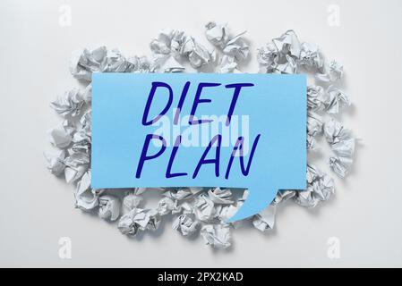 Textzeichen mit Diät-Plan, Business zeigt Verwendung der spezifischen Aufnahme von Nahrung aus Gründen des Gesundheitsmanagements Stockfoto