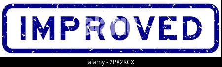 Grunge Blue verbessertes Wort quadratischer Gummidichtungsstempel auf weißem Hintergrund Stock Vektor