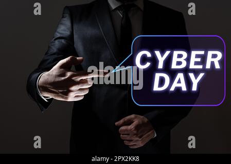 Handschriftlicher Text Cyber Day, Word geschrieben zum Marketingbegriff für den Montag nach dem Thanksgiving in den USA Stockfoto