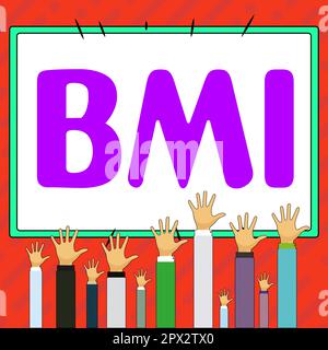 Konzeptionelle Überschrift BMI, Business Showcase Methode zur Schätzung des Körperfettgehalts auf Basis von Gewicht und Größe Stockfoto
