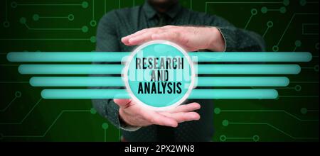 Text, der Inspiration Research and Analysis, Internet Concept Strategic Thinking und Decision Making Existing and New zeigt Stockfoto