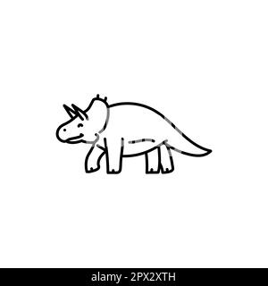 Kinderspielzeug Triceratops Symbol mit schwarzer Linie. Piktogramm für Webseite, mobile App, Werbeaktion. Stock Vektor