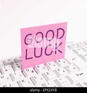 Inspiration zeigt Zeichen viel Glück, Internetkonzept Ein positives Glück oder ein glückliches Ergebnis, das eine Person haben kann Stockfoto