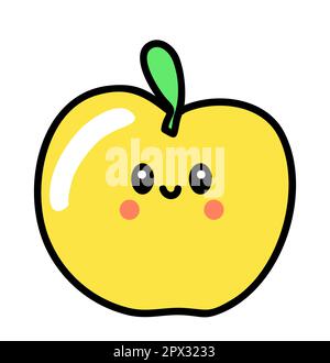 Süßes Kawaii-Apfel-Vektorsymbol isoliert. Stock Vektor