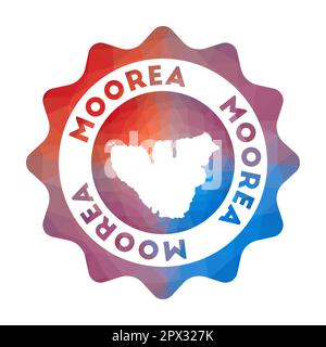 Moorea Low Poly Logo. Buntes Reiselogo mit Farbverlauf der Insel im geometrischen Stil. Stock Vektor