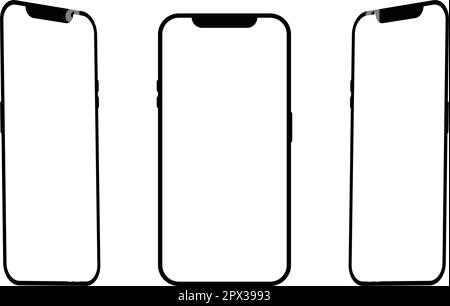 Angel-Set Smartphone-Modell. Mobile Mockup I phone 10, 10s, 11, 11pro und das neue iPhone 14, 14pro, 12 mini. Modell-Display iPhone 12 Pro. Transparent Stock Vektor