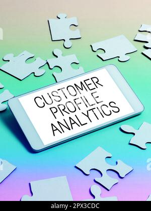 Handgeschriebenes Schild Customer Profile Analytics, Business Showcase Customer Profile oder Target Market Analysis Stockfoto