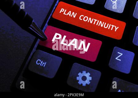 Unterschreiben Sie Business Continuity Plan, Business Idea Creating Systems Prevention Deal potenzielle Bedrohungen Stockfoto