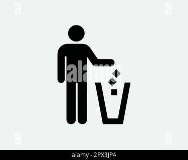 Symbol "Papierkorb in Papierkorb werfen". Müll Müll Müll Müll Recycling Bitte Sauber Halten Öko-Schilder Etikett Artwork Grafik Illustration Clipart Vektor Cricut Stock Vektor