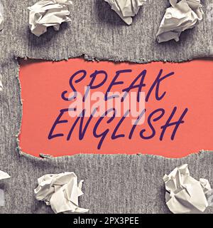 Konzeptionelle Darstellung Englisch sprechen, Geschäftsidee Studieren Sie eine andere Fremdsprache Online-verbale Kurse Stockfoto