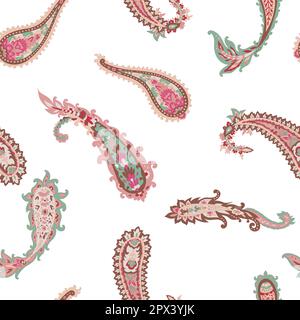 Blühende Blumen und Blätter, Paisley-Muster Stock Vektor