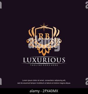 RB Anfangsbuchstabe Luxus Ornament Gold Monogramm Logo-Vorlage Vektor. Stock Vektor