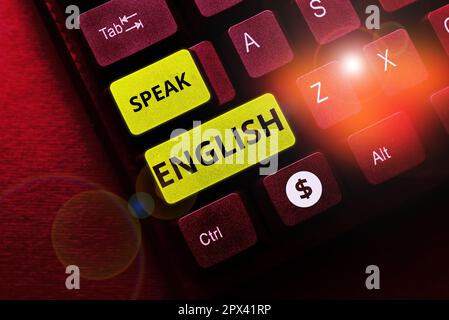 Konzeptionelle Darstellung Englisch sprechen, Internet-Konzept Lernen Sie eine andere Fremdsprache Online-verbale Kurse Stockfoto