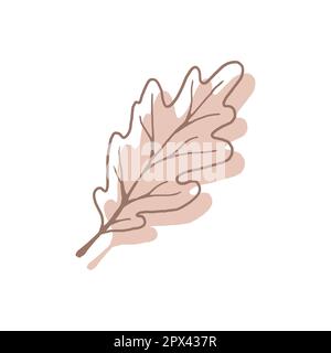 Abstraktes Eichenblatt. Minimalistische Kunst in Pastelltönen. Designelement für Wandbilder, soziale Medien, Poster, Aufkleber und Einladungen. Moderner Vektor Stock Vektor