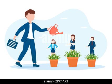 Persönliche Entwicklung mit Menschen, die mentale Probleme, Wachstum und Selbstverbesserung entwickeln, wie eine Anlage in flachem Cartoon handgezeichnete Vorlagen Illustration Stockfoto