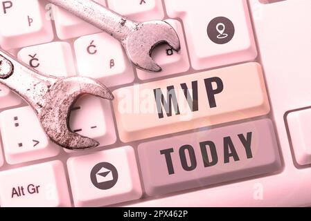 Handschriftlicher Text MVP, Internet Concept Investment Strategy zum Erwerb von Aktien mit anderen Investoren Stockfoto