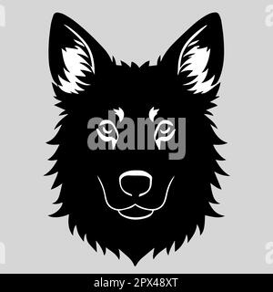 Wolfskopf. Vektordarstellung. Isoliert auf grauem Hintergrund. Stock Vektor