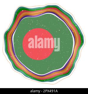 Bangladesch-Flagge im Rahmen. Dienstmarke des Landes. Geschichtetes kreisförmiges Schild um die Flagge Bangladeschs. Saubere Vektordarstellung. Stock Vektor