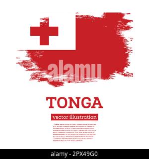 Tonga-Flagge mit Pinselstrichen. Vektordarstellung. Unabhängigkeitstag. Stock Vektor