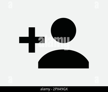 Benutzer hinzufügen Geschäftsprozess Mitgliedsprofil Avatar Plus Kreuz Schwarz-Weiß-Symbol Symbol Symbol Symbol Vektorgrafik Clipart Illustration Stock Vektor