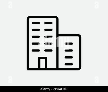 Symbol "Gebäudelinie". Black Office Blocks Wolkenkratzer Grundstückskomplex Ferienwohnung Symbol Zeichen Kunstwerk Grafikvektor Stock Vektor