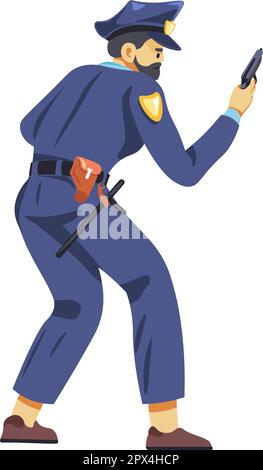Bewaffneter Offizier, bewaffneter Polizist Stock Vektor
