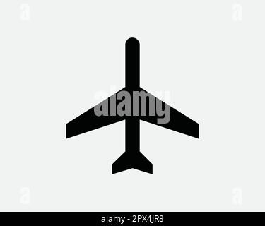 Flugzeug Flugzeug Flugzeug Flugzeug Flugzeug Flugzeug Fluggesellschaft Fluggesellschaft Schwarz-Weiß-Symbol Schildsymbol Vektor Kunstwerk Clipart Illustration Stock Vektor
