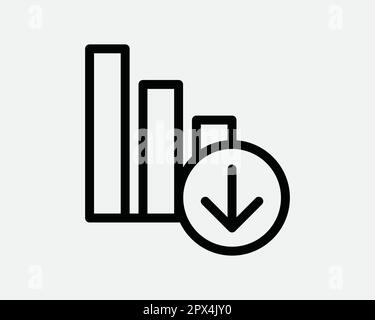 Balkendiagramm - Symbol Mit Pfeil Nach Unten. Lineares Vorzeichen Für Abwärtstrend Der Abschreibung. Symbol Für Fehler Bei Verlustreduzierung. Clipart Für Vektorgrafik Stock Vektor