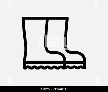 Symbol Für Die Startzeile. Schwarz-weiße Gummistiefel Sicherheitsschuhe Winterschoner Schuhe Schildsymbol Kunstwerk Grafik Illustration Clipart Vector Cricut Stock Vektor