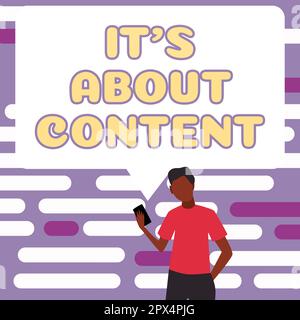 Textunterschrift: IT's About Content, Business Idea wichtige Website nützlich informativ Engagement für das Publikum Stockfoto
