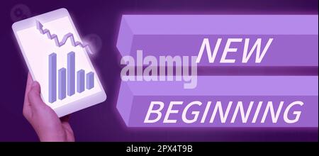 Handschriftlicher Text Neuanfang, konzeptionelles Foto unterschiedliche Karriere oder Endeavor Neuanfang Erneuerung Stockfoto