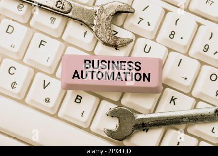 Inspiration mit Signage Business Automation, Internet Concept for Digital Transformation, optimiert für Einfachheit Stockfoto