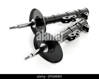 Stoßdämpfer auf weißem Hintergrund. 3D-Darstellung. Stockfoto