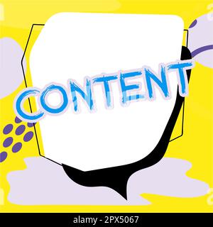 Textzeichen mit Inhalt, Geschäftsansatz, die in etwas enthalten sind Marketingmaterial Zustand der Zufriedenheit Stockfoto